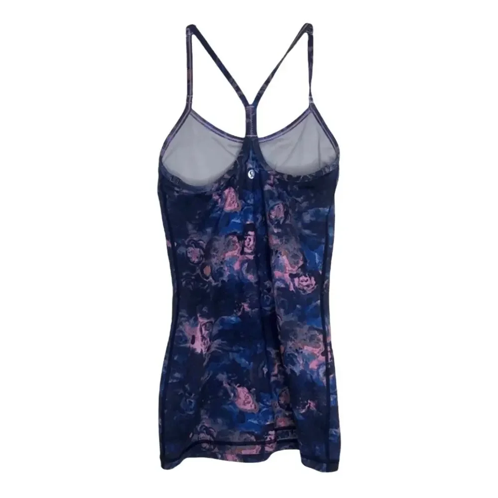 Lululemon Power Y Tank Moody Mirage Bark Berry Deep Navy Blue Size 2 XS Yoga